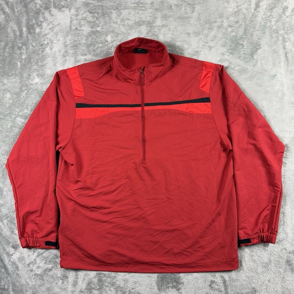 Nike Golf‎ Windbreaker Jacket Lightweight Mens Size Large Red Full Zip Mock Neck